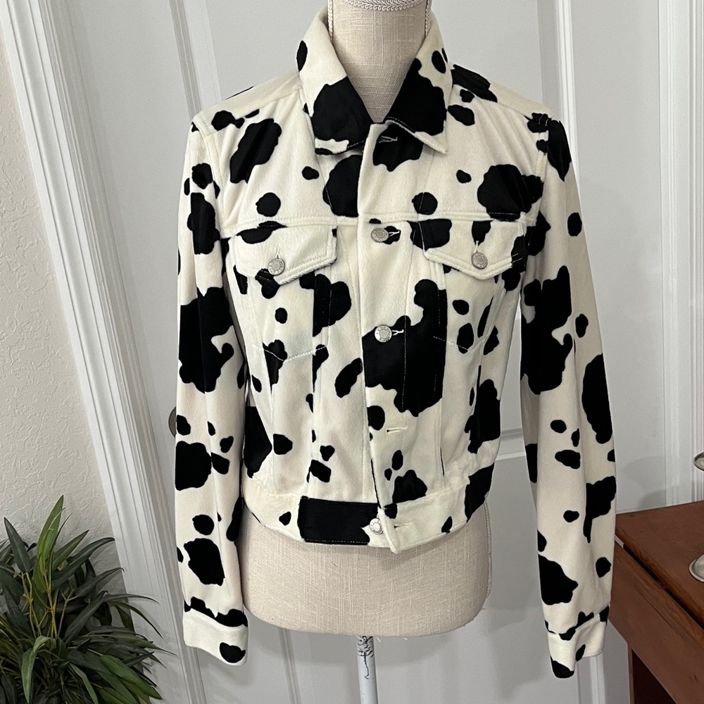 Sandra King Pony Fuzzy Trucker Style Jacket VTG Black and White Vintage NWT